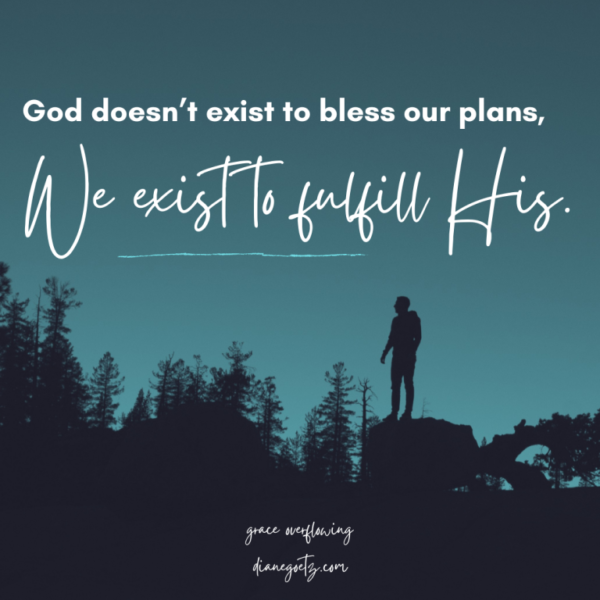 God doesn't exist to bless our plans, We exist to fulfil His.