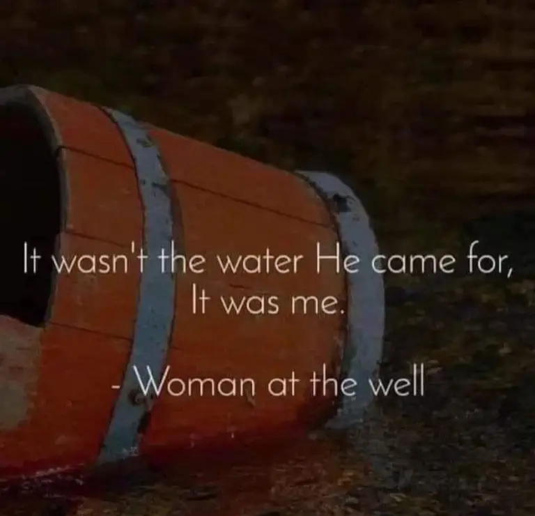 It wasn't the water He came for, It was me. - Woman at the well
