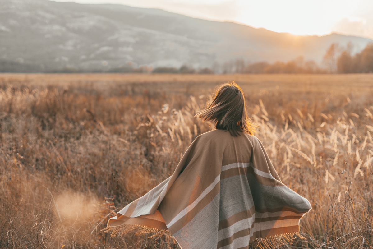 Woman walking the field